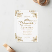 Budget  witgoud Lijst tiara quinceanera Notitiekaartje (Voorkant / Achterkant in situ)