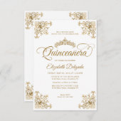 Budget  witgoud Lijst tiara quinceanera Notitiekaartje (Voorkant / Achterkant)