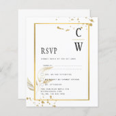 BUDGET Witgouden FOTO Huwelijksuitnodiging (Voorkant / Achterkant)