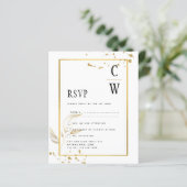 BUDGET Witgouden FOTO Huwelijksuitnodiging (Staand voorkant)