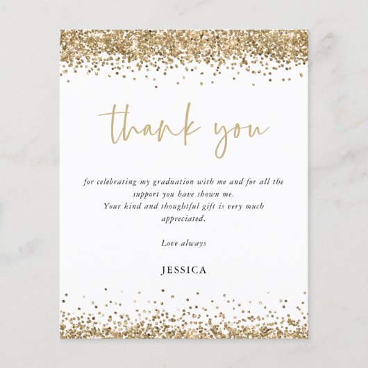 Budget witgouden glitter 2024 Afstuderen Bedankt (Voorkant)