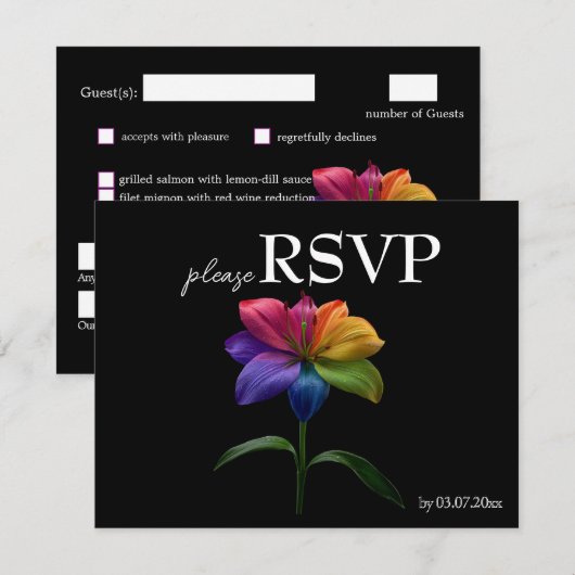 🌈 Budget with menu RSVP Technicolor Love  (Voorkant / Achterkant)