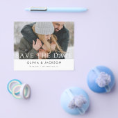 Budget witte beletterde save the date foto flyer (Enkel)