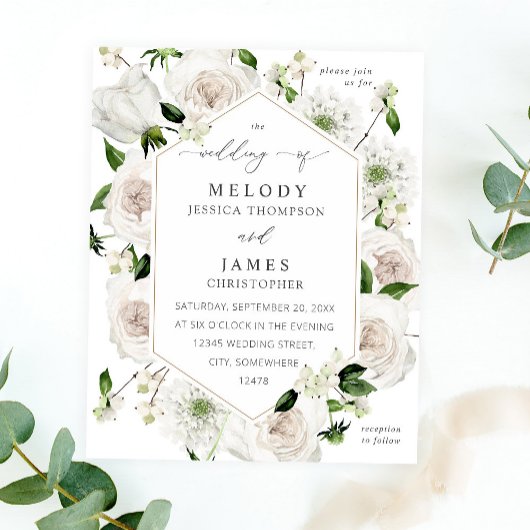 Budget Witte Bloem Bruiloft Flyer