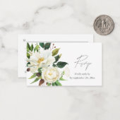 Budget Witte Bloemen Greenery 2SM Maaltijd RSVP Notitiekaartje (Voorkant / Achterkant in situ)