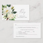Budget Witte Bloemen Greenery 2SM Maaltijd RSVP Notitiekaartje (Voorkant / Achterkant)