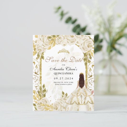 BUDGET Witte Bloemige Prinses Gouden Boog Quincean (Staand voorkant)