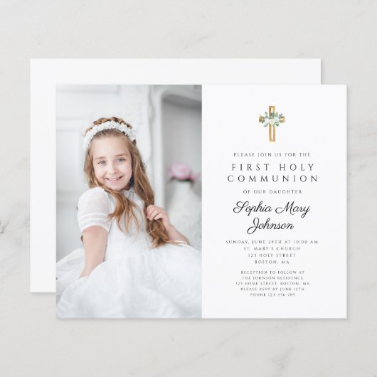 Budget Witte Bloemstuk Foto Eerste Communie (Voorkant / Achterkant)
