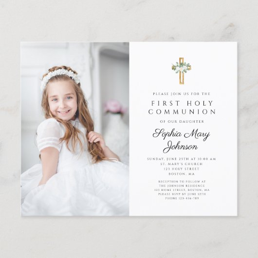 Budget Witte Bloemstuk Foto Eerste Communie (Voorkant)