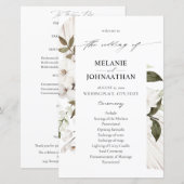 Budget Witte Boho Bloem Bruiloftsprogramma MED (Voorkant / Achterkant)