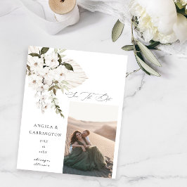 Budget Witte Boho Bloem Save the Date Foto Flyer