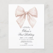 Budget Witte Boog Eerste Verjaardag Uitnodiging (Voorkant)