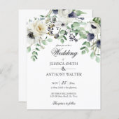 Budget witte floral greenery bruiloft nodig (Voorkant / Achterkant)