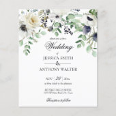 Budget witte floral greenery bruiloft nodig (Voorkant)