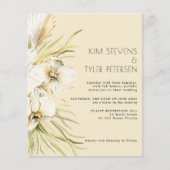 Budget witte florale moderne boho bruiloft uitnodi (Voorkant)