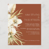 Budget witte florale moderne boho bruiloft uitnodi flyer (Voorkant)