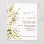 Budget witte florale moderne boho bruiloft uitnodi flyer (Voorkant)