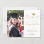 Budget Witte Gouden Formele Scriptfoto Afstudeerce (Voorkant)