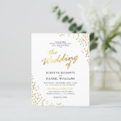 Budget witte gouden glitters bruiloft uitnodiging (Staand voorkant)