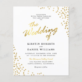 Budget witte gouden glitters bruiloft uitnodiging