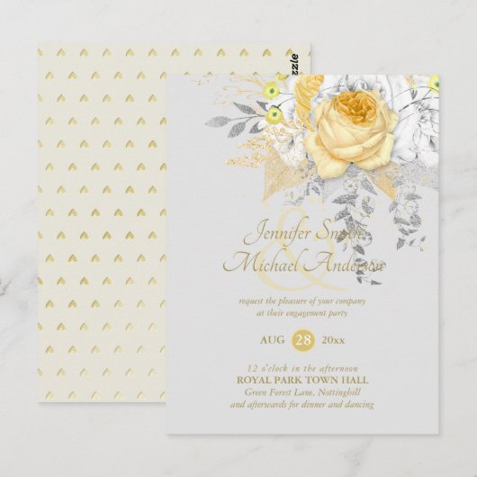 Budget Witte Gouden Rozen Glitter Folie Ampersand Briefkaart (Voorkant / Achterkant)