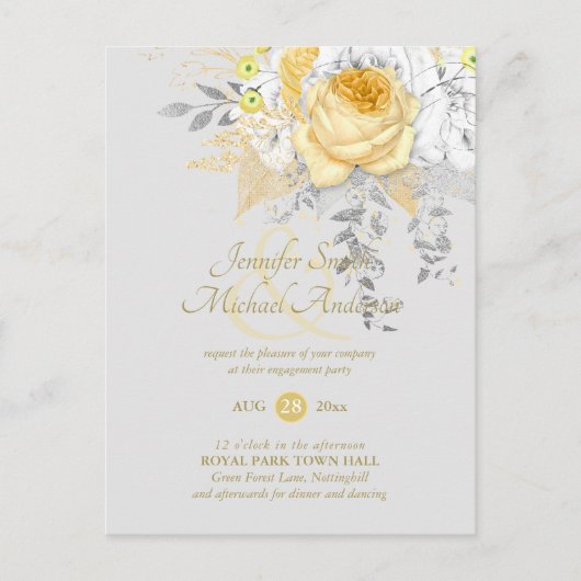 Budget Witte Gouden Rozen Glitter Folie Ampersand Briefkaart (Voorkant)
