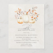 BUDGET Witte Pompoen 100e verjaardag Uitnodiging (Voorkant)