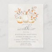 BUDGET Witte pompoen 19e verjaardag uitnodiging (Voorkant)