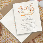 BUDGET Witte pompoen 40e verjaardag uitnodiging<br><div class="desc">Elegante witte pompoenen zijn genesteld in rode,  oranje en salie groene bladeren en wilde bloemen.</div>