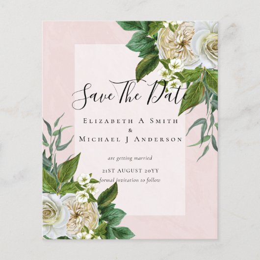 BUDGET WITTE ROSES BEWAREN DATA WEDEND CHIC FLYER (Voorkant)