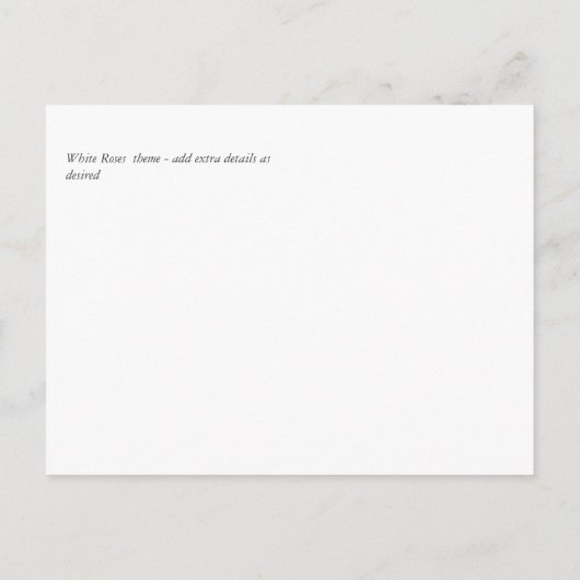 BUDGET Witte Rozen Boeket Bloemen Bruiloft Briefkaart (Achterkant)