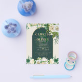 BUDGET Witte Rozen Bos Groen Winter Bruiloft INV Flyer (Enkel)