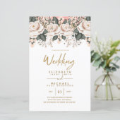 Budget Witte Rozen Botanische Trouw Uitnodigingen (Staand voorkant)