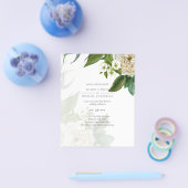Budget Witte Rozen Stof Blauw Bruiloft Flyer (Enkel)