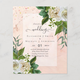 BUDGET WITTE ROZEN Uitnodigingen TROUWHUISSTIJL Flyer