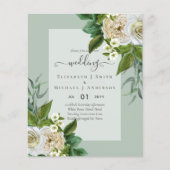 BUDGET WITTE ROZEN Uitnodigingen TROUWHUISSTIJL Flyer (Voorkant)