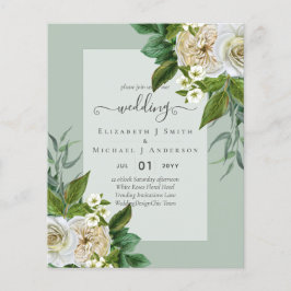 BUDGET WITTE ROZEN Uitnodigingen TROUWHUISSTIJL Flyer