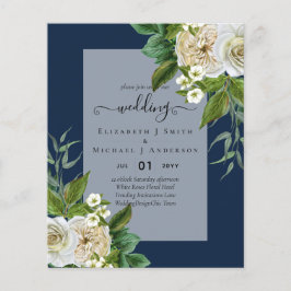 BUDGET WITTE ROZEN Uitnodigingen TROUWHUISSTIJL Flyer