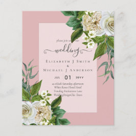 BUDGET WITTE ROZEN Uitnodigingen TROUWHUISSTIJL Flyer