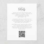 Budget Witte Zilveren Glitter QR Code Trouw Uitnod (Achterkant)