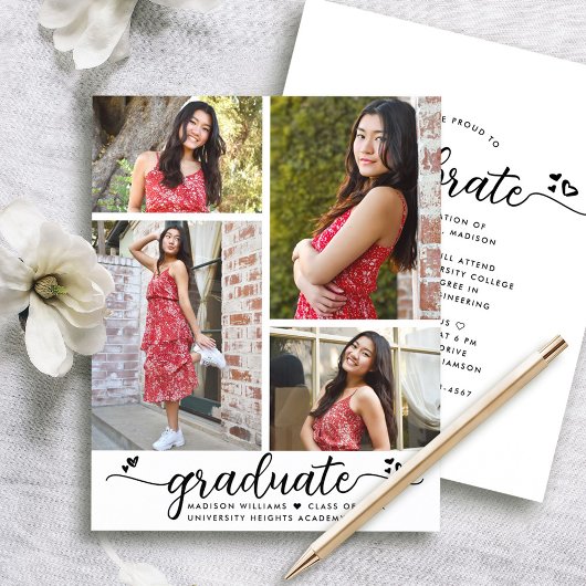 Budget Witte Zwarte Grad 4 Foto Script Uitnodiging