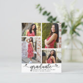 Budget Witte Zwarte Grad 4 Foto Script Uitnodiging (Staand voorkant)