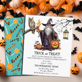 Budget Wizard en Owl Trick or treat Uitnodiging