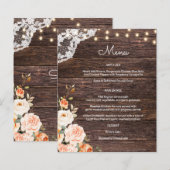 Budget Wood, Lace Blush Peach Floral Menu (Voorkant / Achterkant)