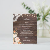 Budget Wood, Lace Blush Peach Floral Menu (Staand voorkant)