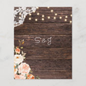 Budget Wood, Lace Blush Peach Floral Menu (Achterkant)