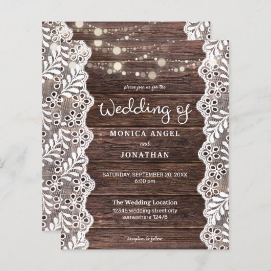 Budget Wood Lace String Lights Wedding (Voorkant / Achterkant)