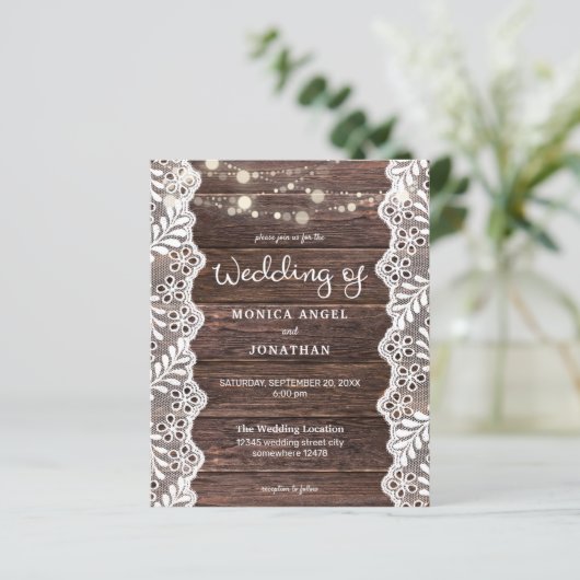 Budget Wood Lace String Lights Wedding (Staand voorkant)