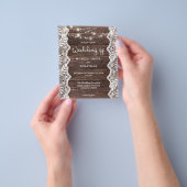 Budget Wood Lace String Lights Wedding Flyer (Hand)