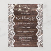 Budget Wood Lace String Lights Wedding Flyer (Voorkant)